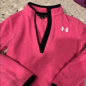Girls Under Armour fleece pullover 6 pink black